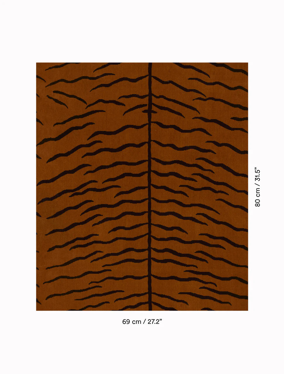 The Forsyth Mushroom Pouf in Dedar 'A Tiger In The Orangerie' features rectangular jacquard velvet with a brown background and black tiger stripes, measuring 80 cm x 69 cm, shown against a plain white backdrop.