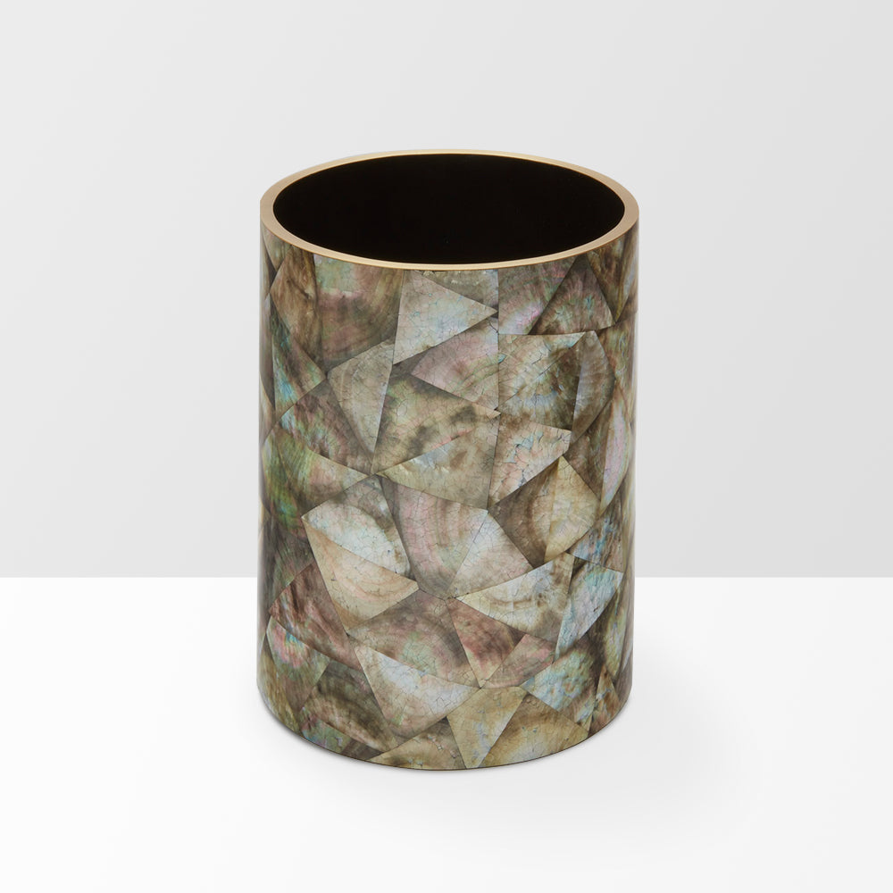 Circular Black Lip Shell Waste Bin – Luxury Shell Waste Bin with Brass ...