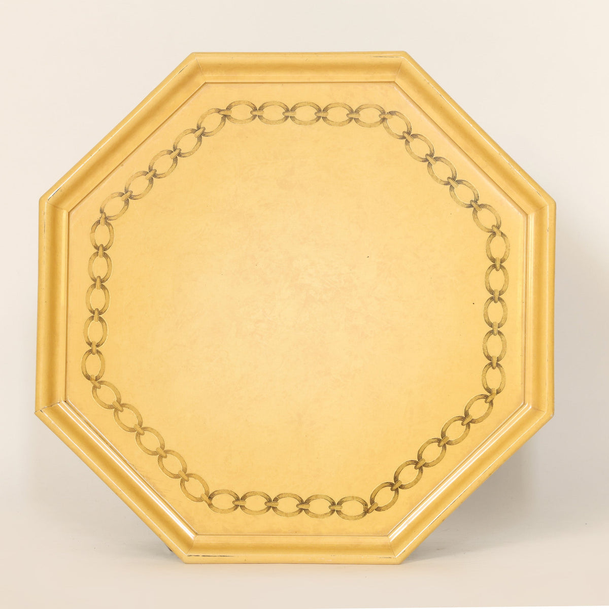 Octagonal Giltwood Tray with Chain Design
