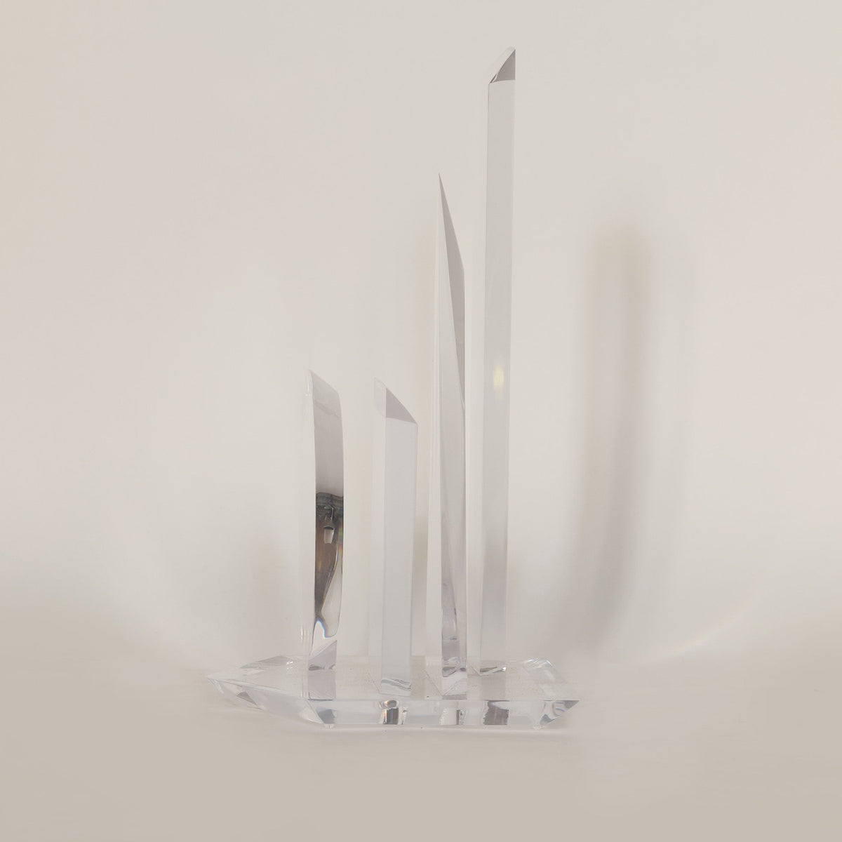 lucite sculpture on white background