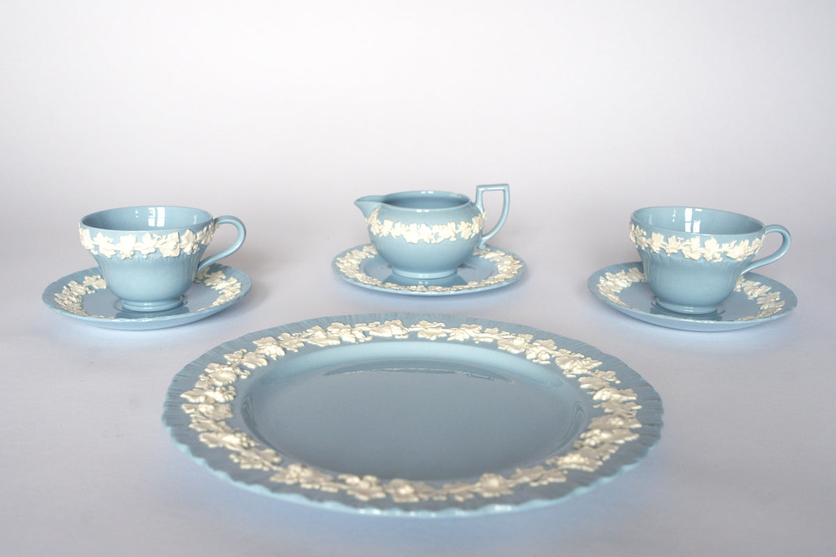96 Pc Set | Wedgwood Queensware | Blue & Pink China | Transferware 
